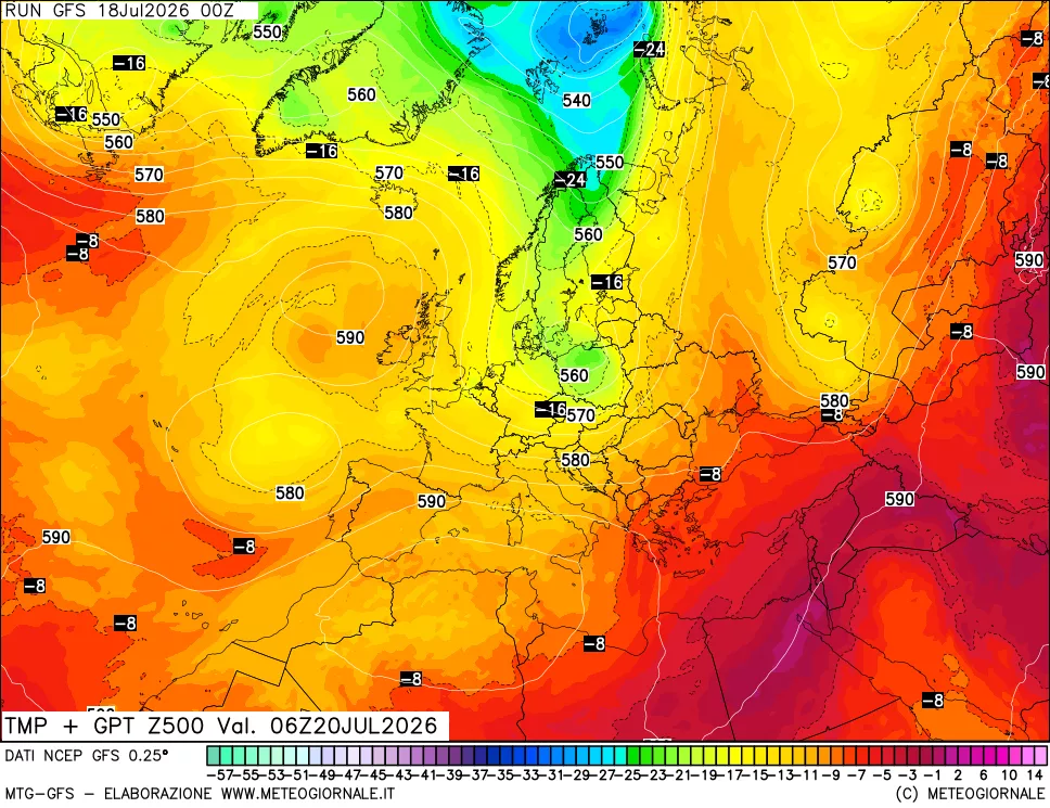 mappa 500 hPa Temp + GPT