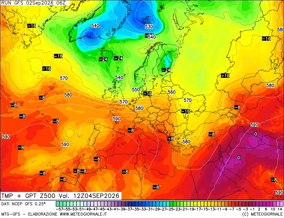 mappa 500 hPa Temp + GPT