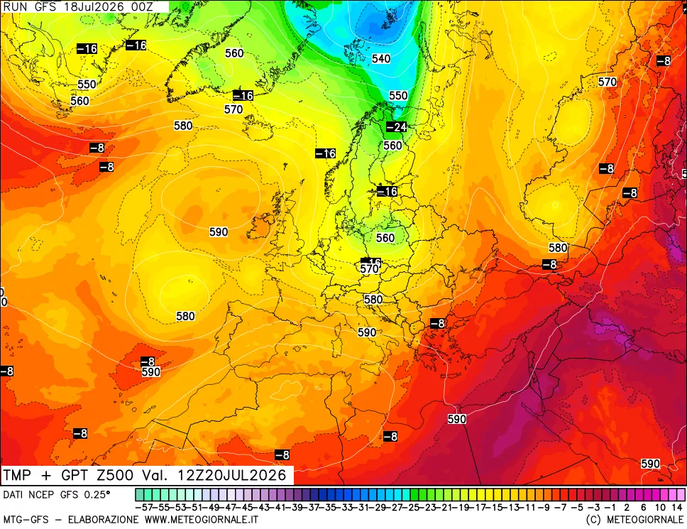 mappa 500 hPa Temp + GPT