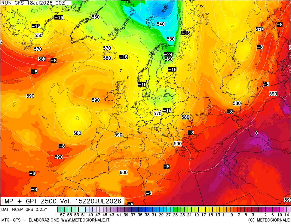 mappa 500 hPa Temp + GPT