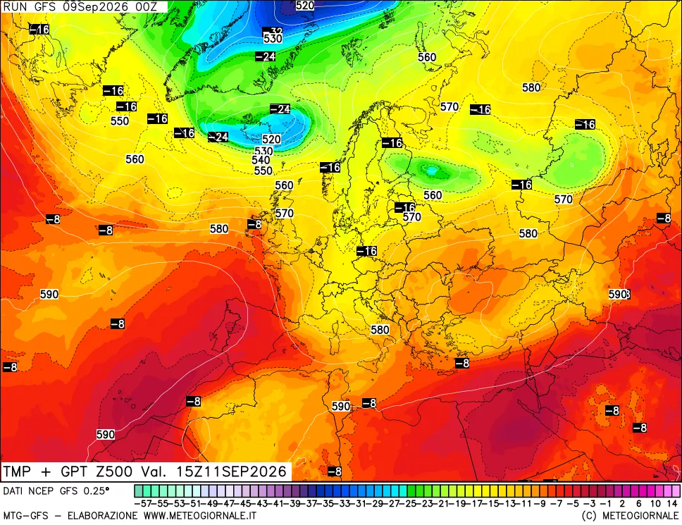 mappa 500 hPa Temp + GPT