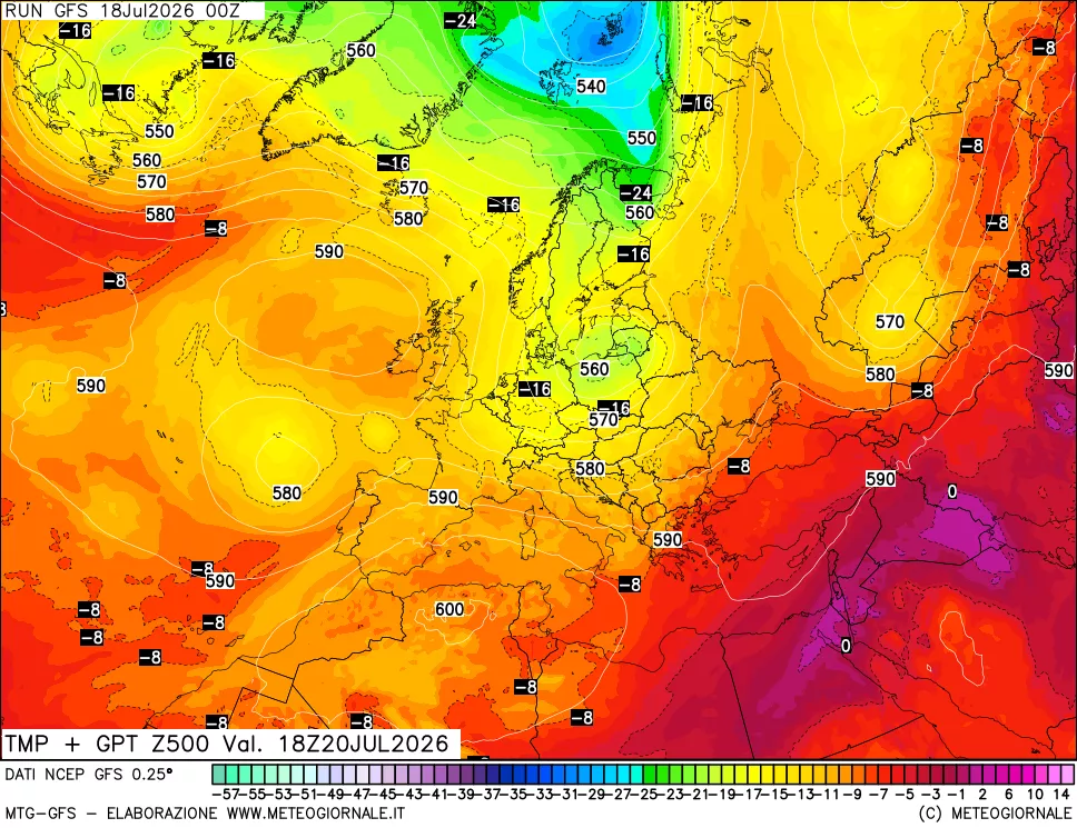 mappa 500 hPa Temp + GPT