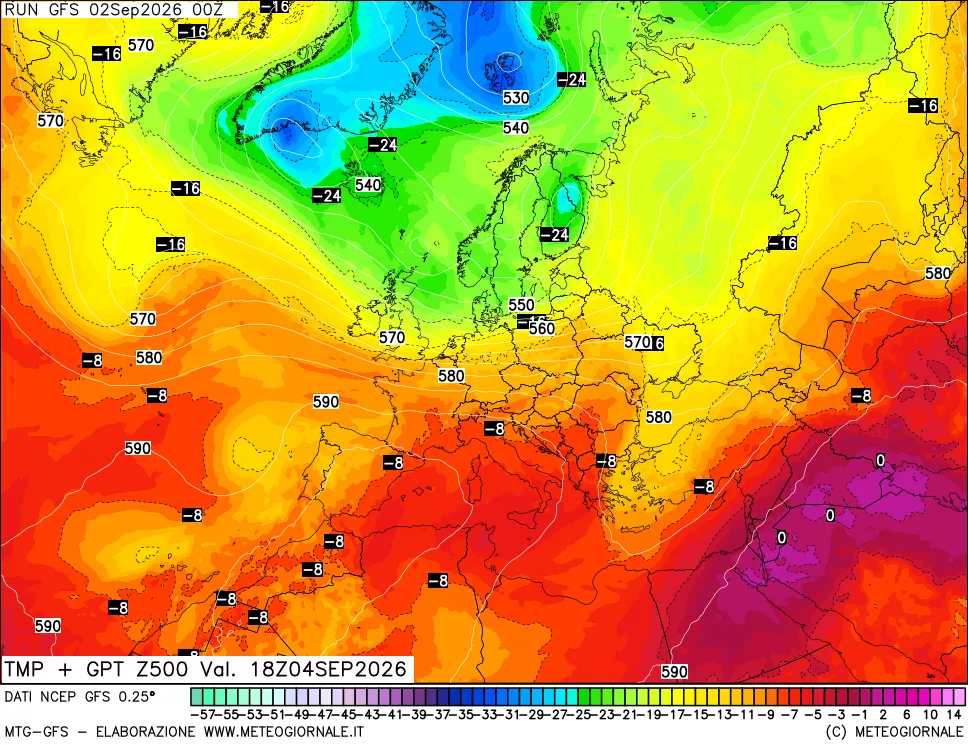 mappa 500 hPa Temp + GPT