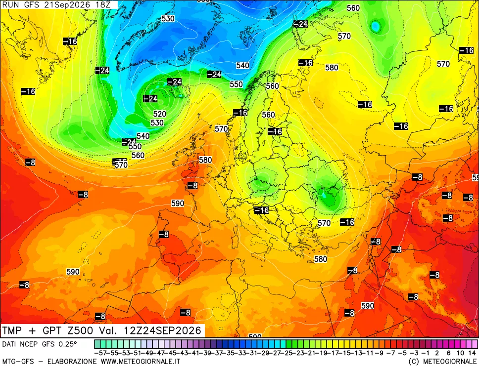 mappa 500 hPa Temp + GPT