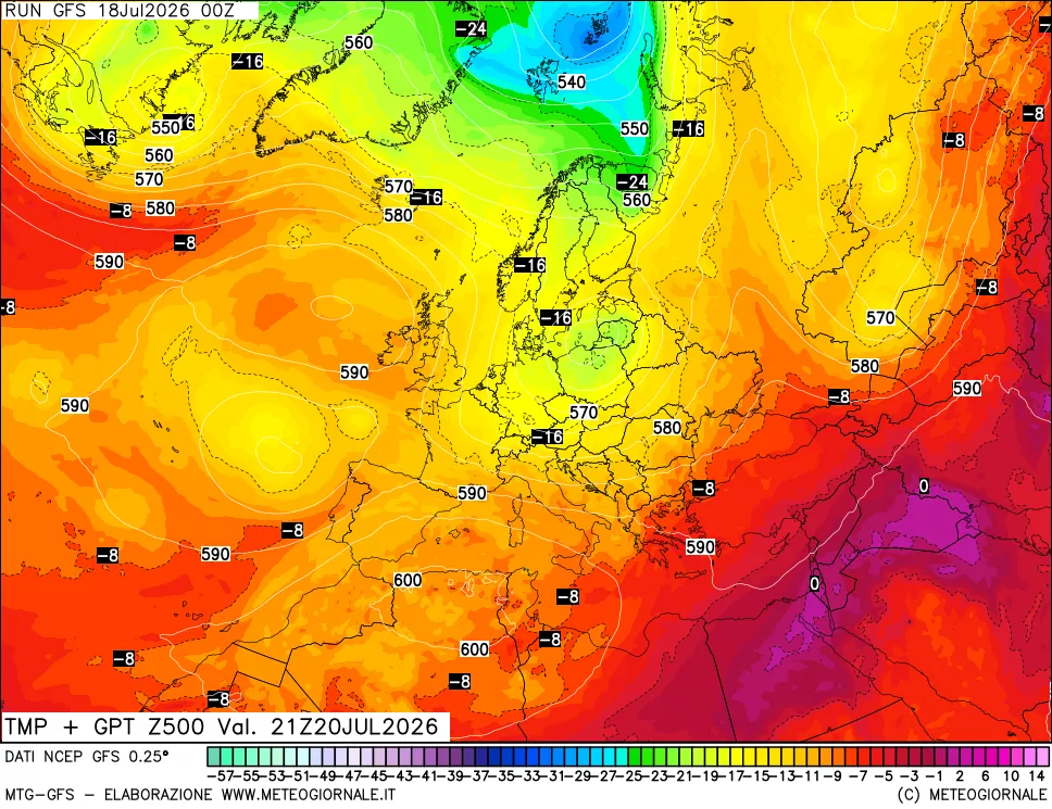 mappa 500 hPa Temp + GPT