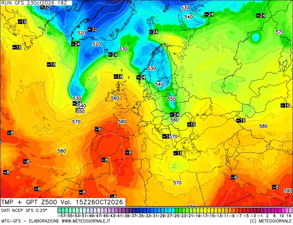 mappa 500 hPa Temp + GPT