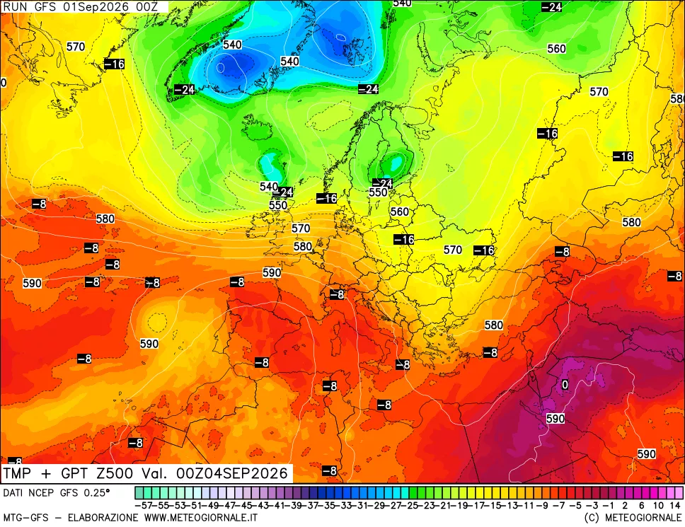 mappa 500 hPa Temp + GPT
