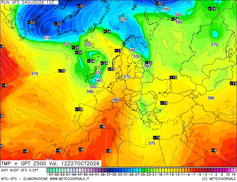 mappa 500 hPa Temp + GPT