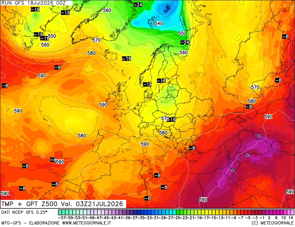 mappa 500 hPa Temp + GPT