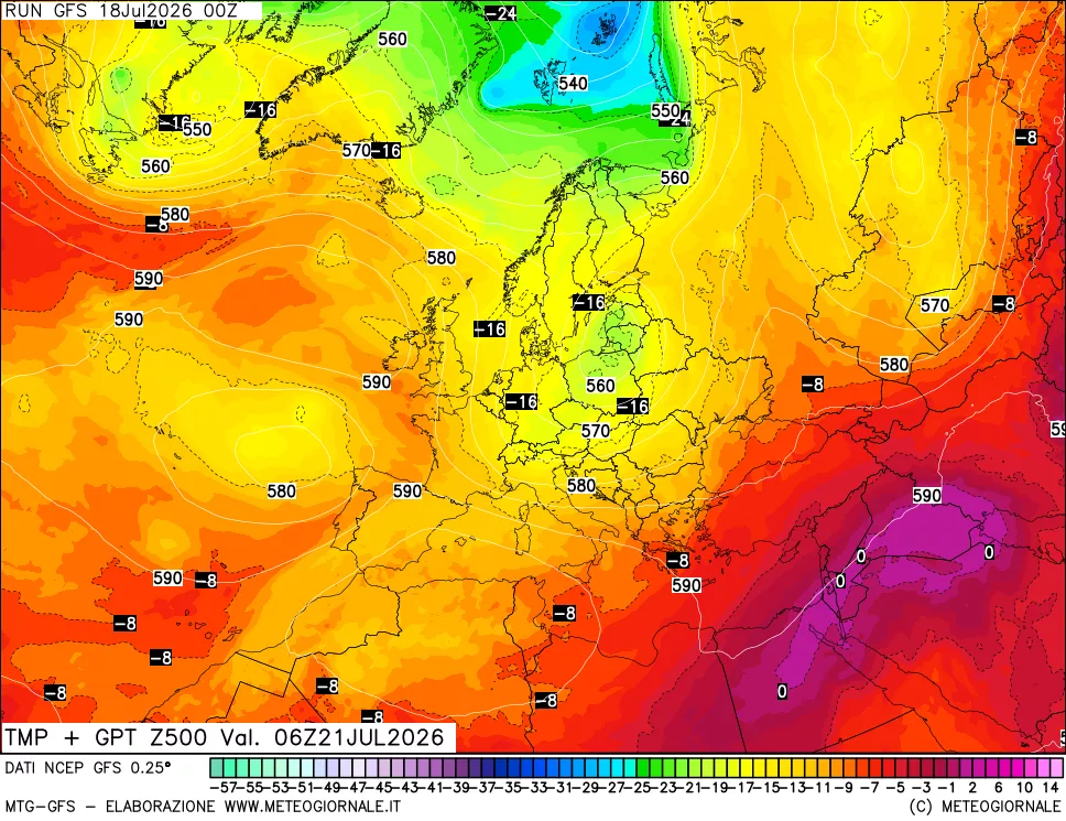 mappa 500 hPa Temp + GPT