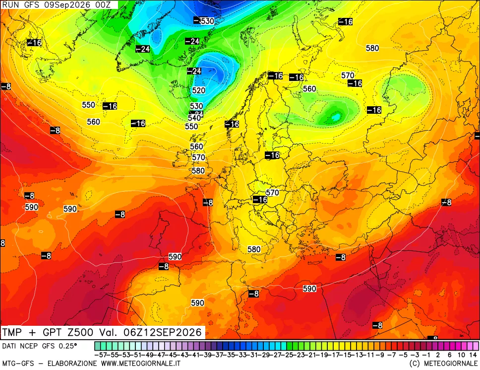 mappa 500 hPa Temp + GPT