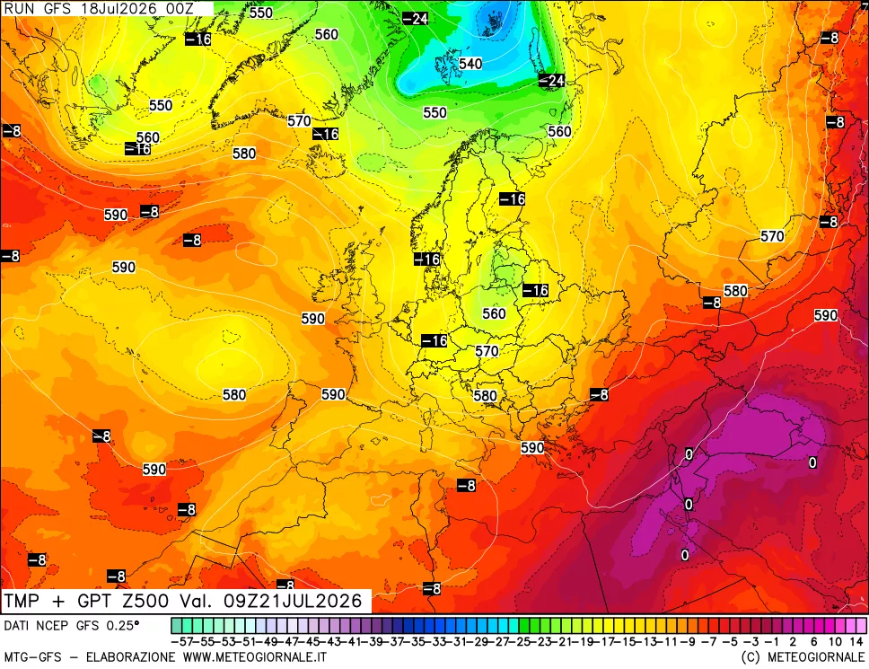 mappa 500 hPa Temp + GPT