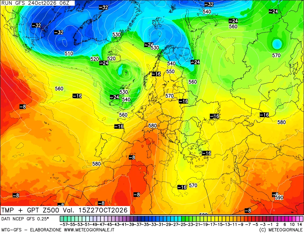 mappa 500 hPa Temp + GPT