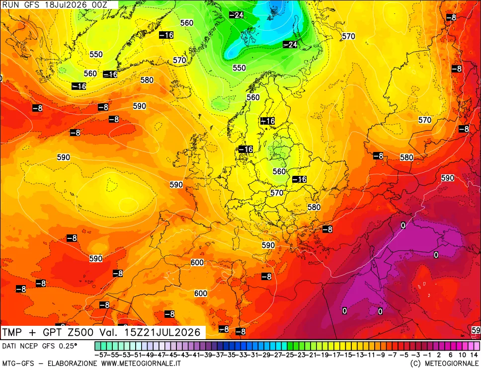 mappa 500 hPa Temp + GPT