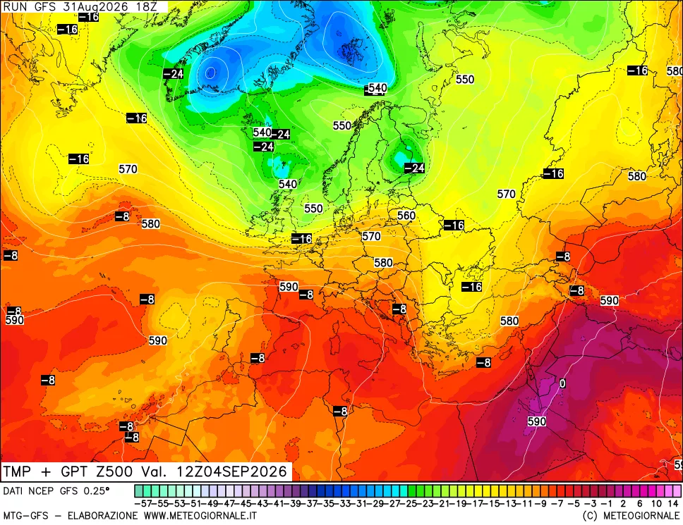 mappa 500 hPa Temp + GPT