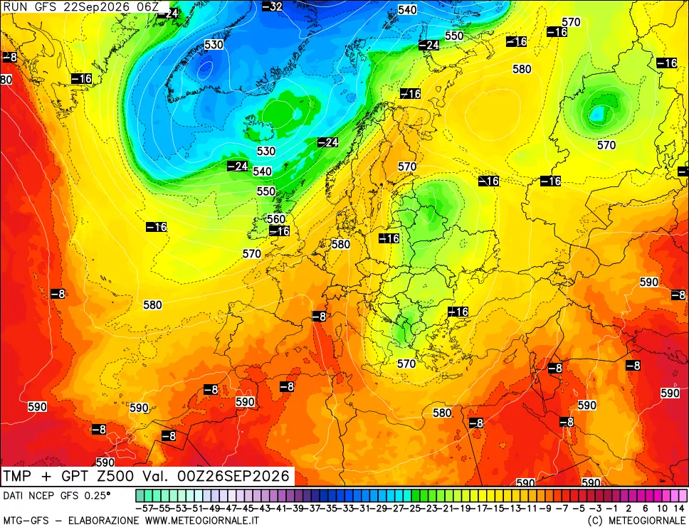 mappa 500 hPa Temp + GPT