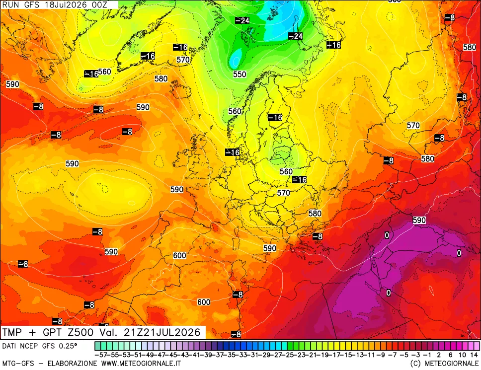 mappa 500 hPa Temp + GPT