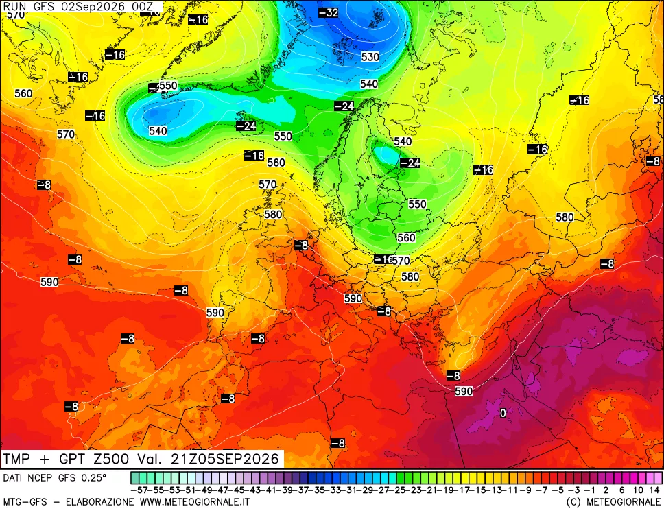 mappa 500 hPa Temp + GPT