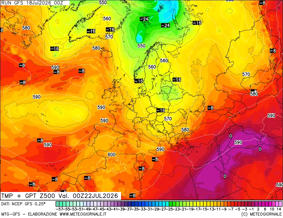 mappa 500 hPa Temp + GPT