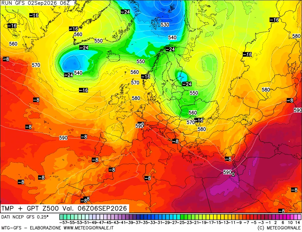 mappa 500 hPa Temp + GPT