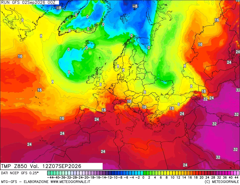 mappa 850 hPa Temp