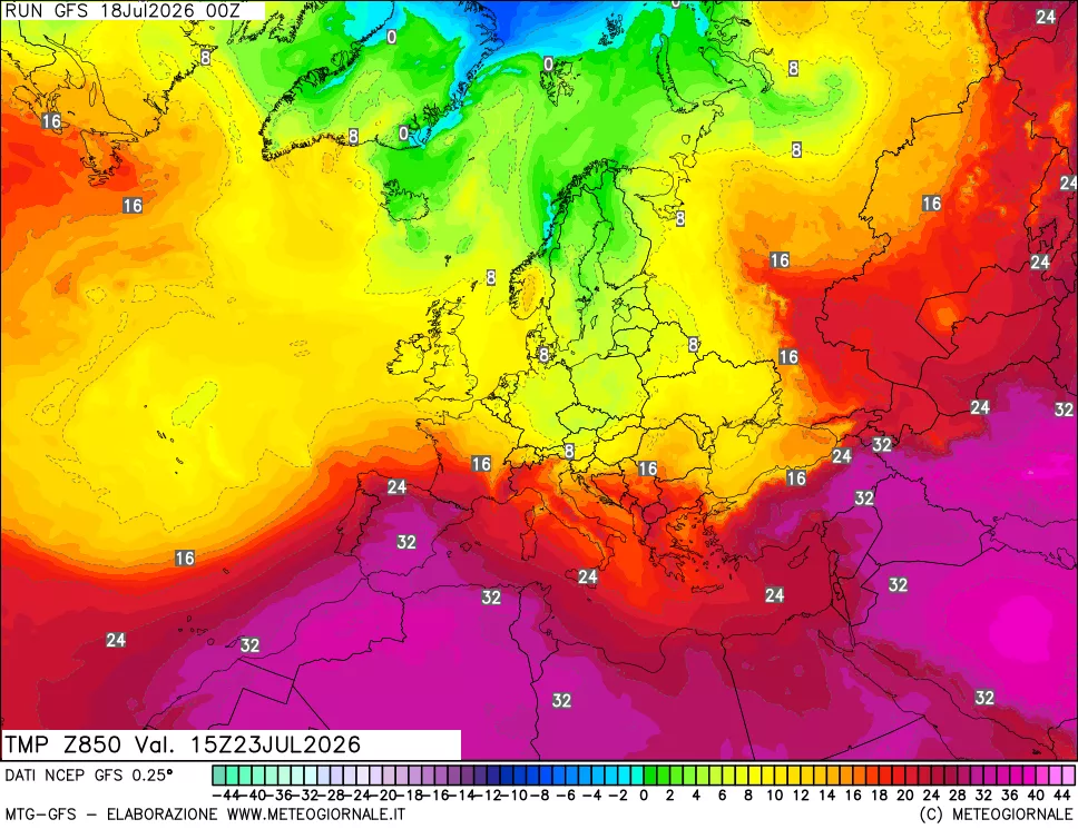 mappa 850 hPa Temp