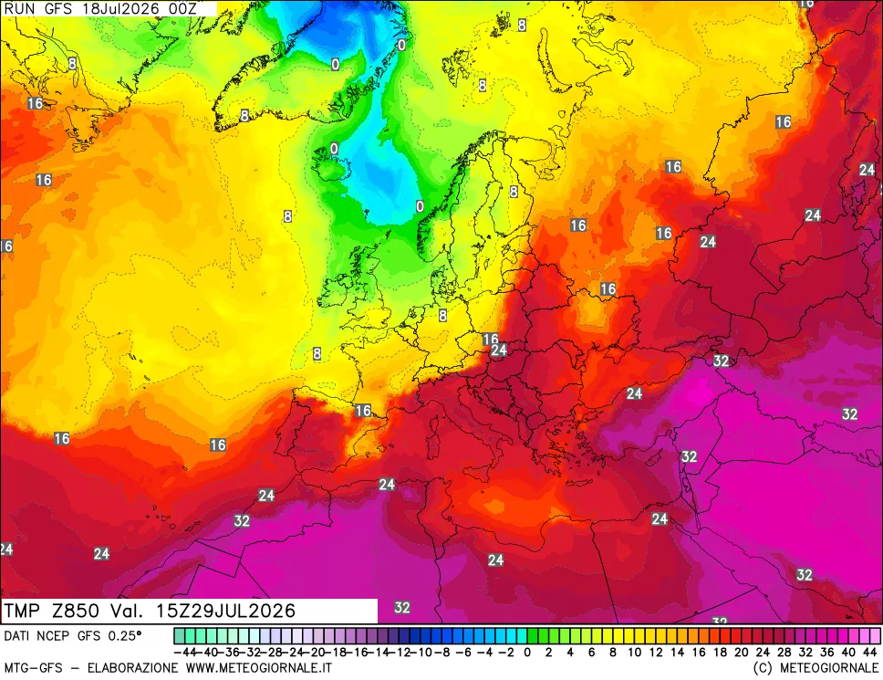 mappa 850 hPa Temp