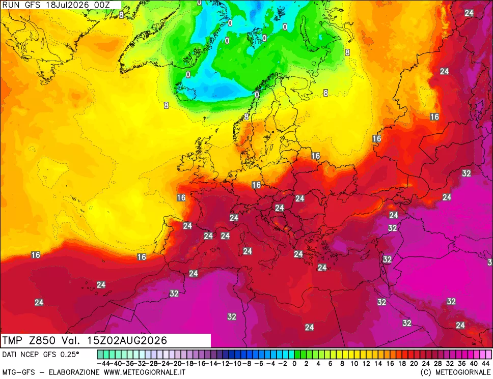 mappa 850 hPa Temp
