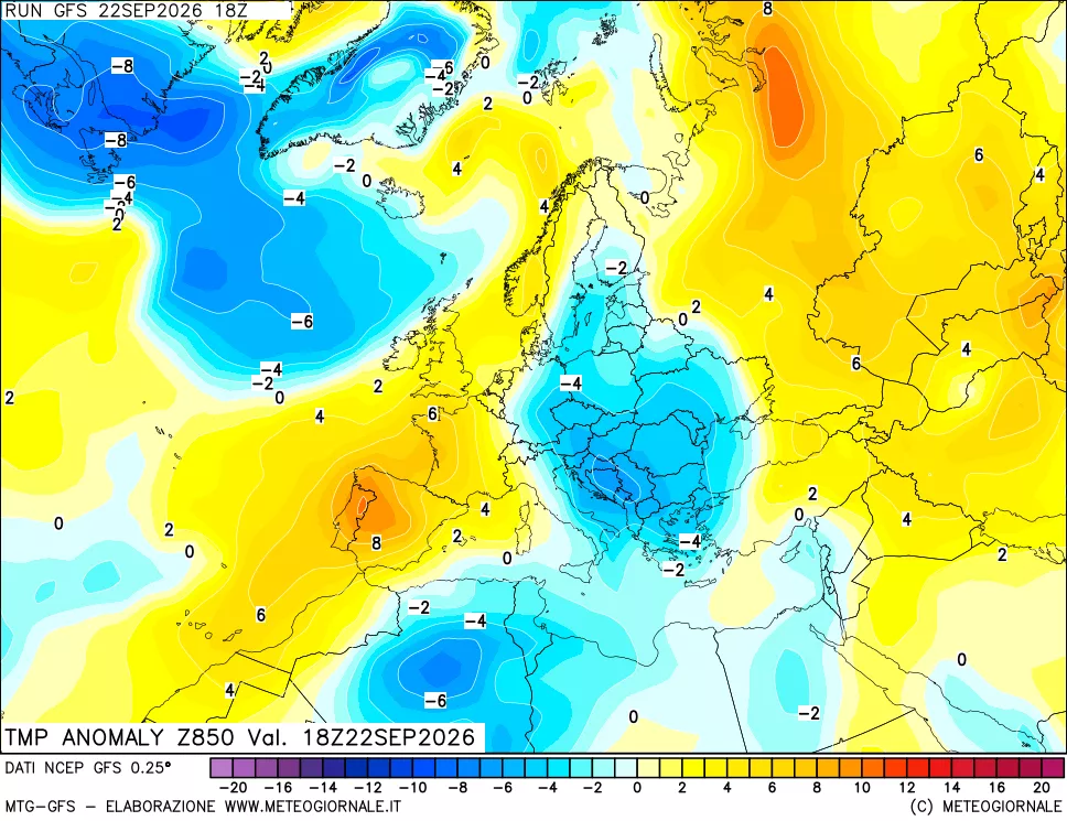 mappa 850 hPa Temp Anomaly vs Cli.No 1981-2010