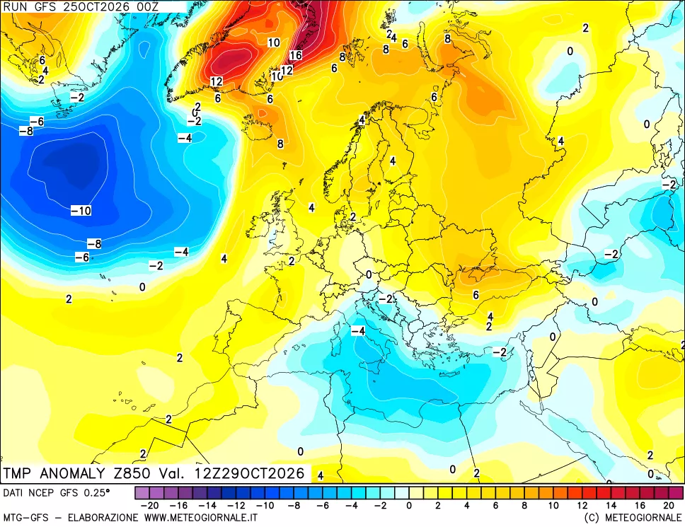 mappa 850 hPa Temp Anomaly vs Cli.No 1981-2010