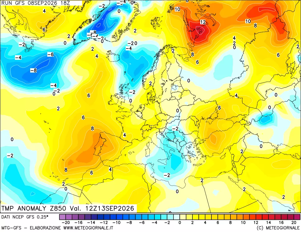 mappa 850 hPa Temp Anomaly vs Cli.No 1981-2010