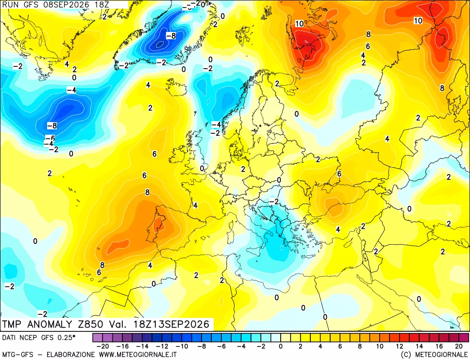 mappa 850 hPa Temp Anomaly vs Cli.No 1981-2010