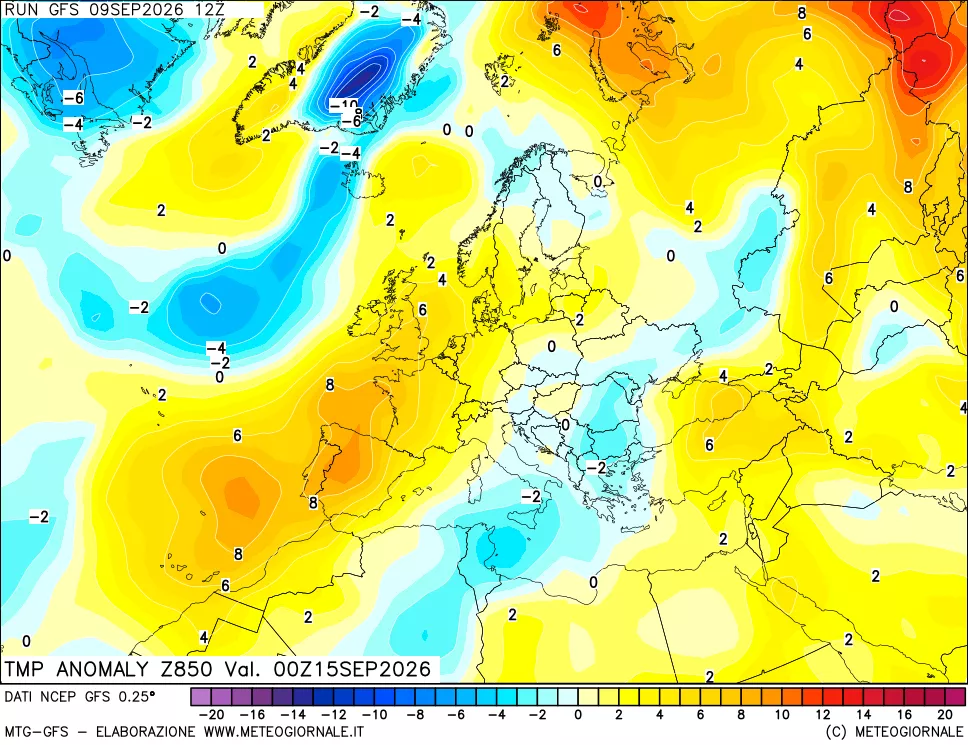 mappa 850 hPa Temp Anomaly vs Cli.No 1981-2010