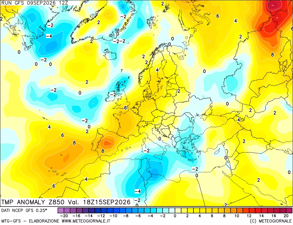 mappa 850 hPa Temp Anomaly vs Cli.No 1981-2010