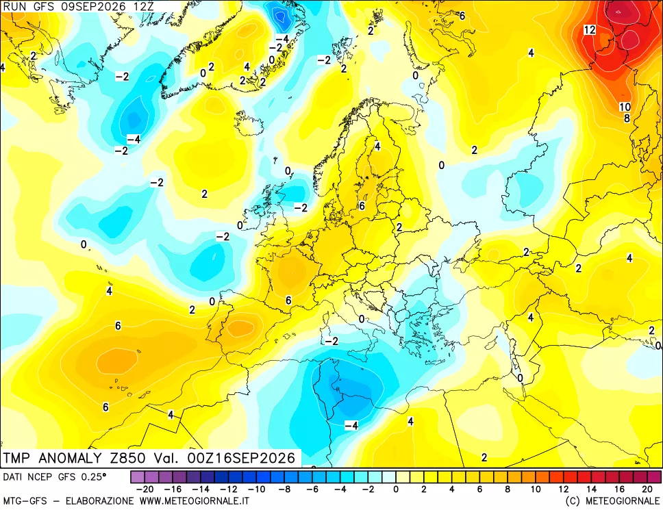mappa 850 hPa Temp Anomaly vs Cli.No 1981-2010
