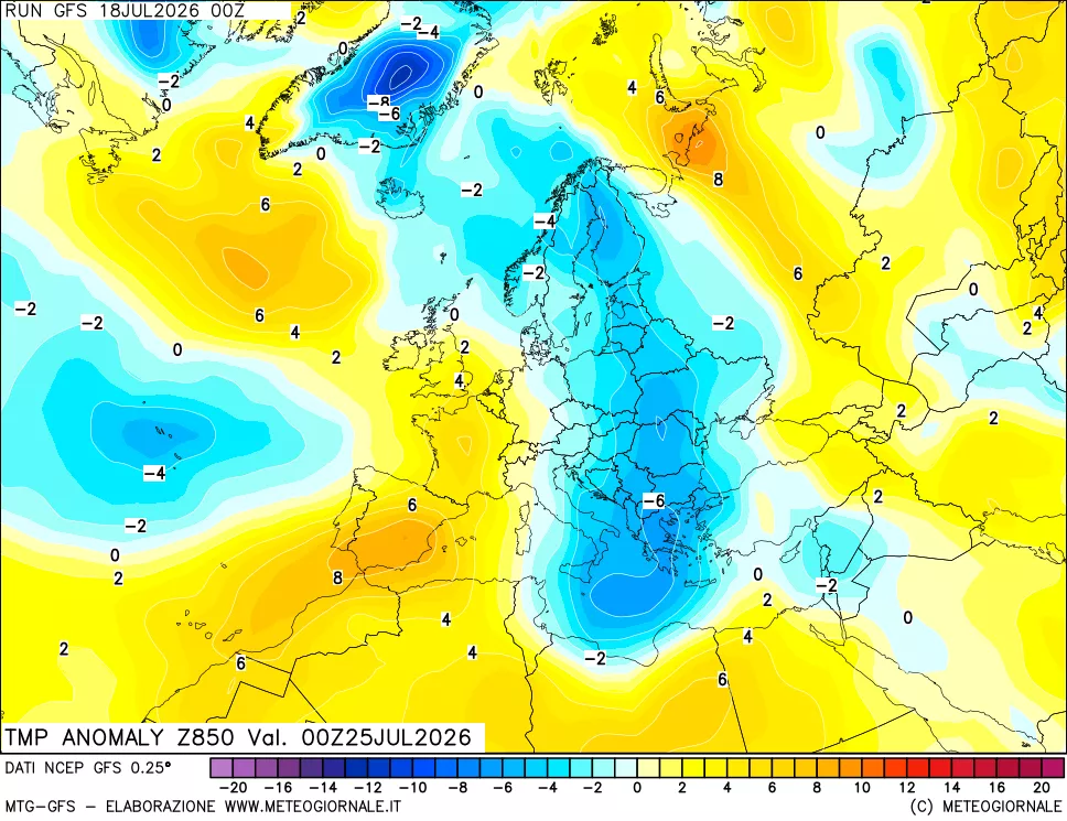 mappa 850 hPa Temp Anomaly vs Cli.No 1981-2010