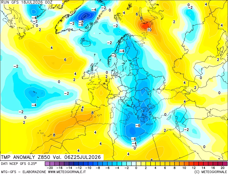 mappa 850 hPa Temp Anomaly vs Cli.No 1981-2010