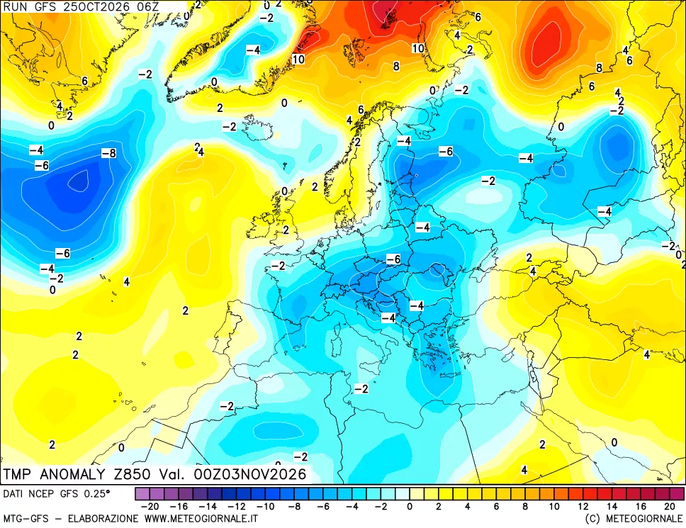 mappa 850 hPa Temp Anomaly vs Cli.No 1981-2010