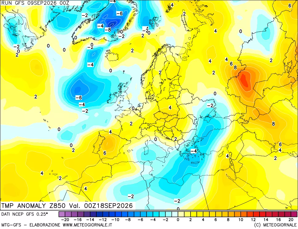 mappa 850 hPa Temp Anomaly vs Cli.No 1981-2010
