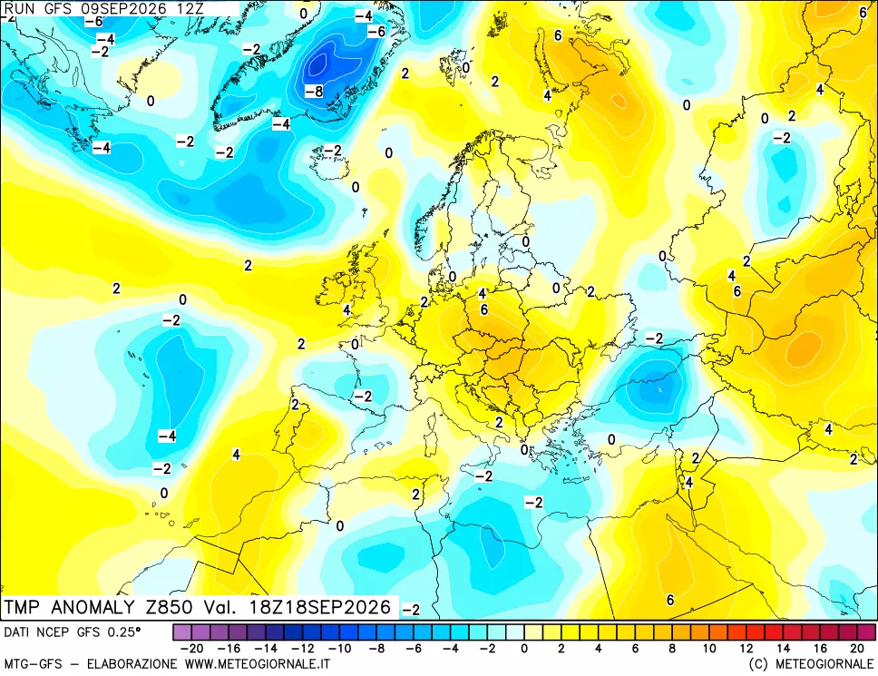 mappa 850 hPa Temp Anomaly vs Cli.No 1981-2010