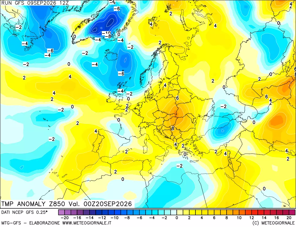 mappa 850 hPa Temp Anomaly vs Cli.No 1981-2010