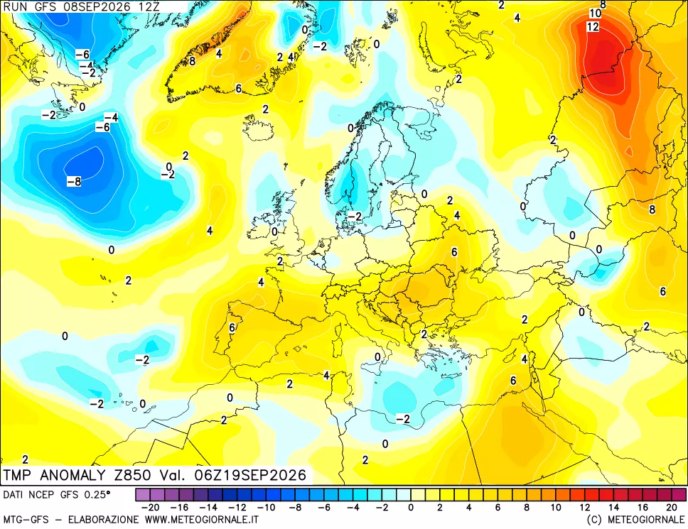 mappa 850 hPa Temp Anomaly vs Cli.No 1981-2010