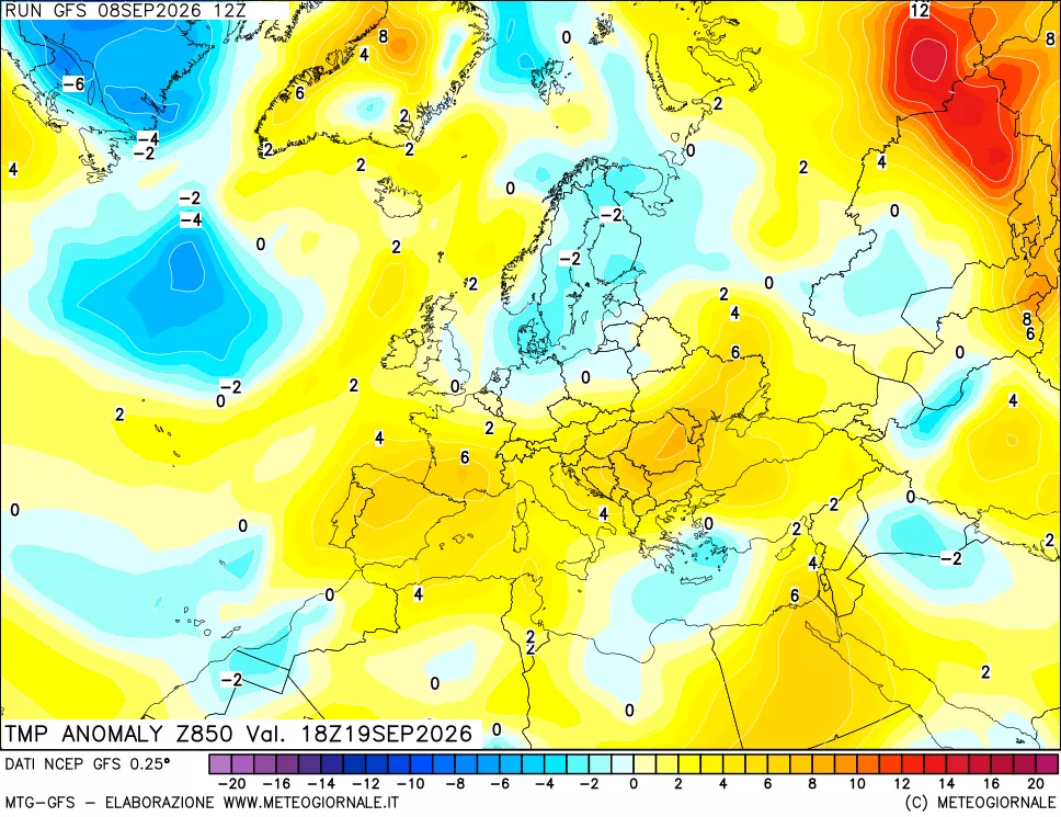 mappa 850 hPa Temp Anomaly vs Cli.No 1981-2010