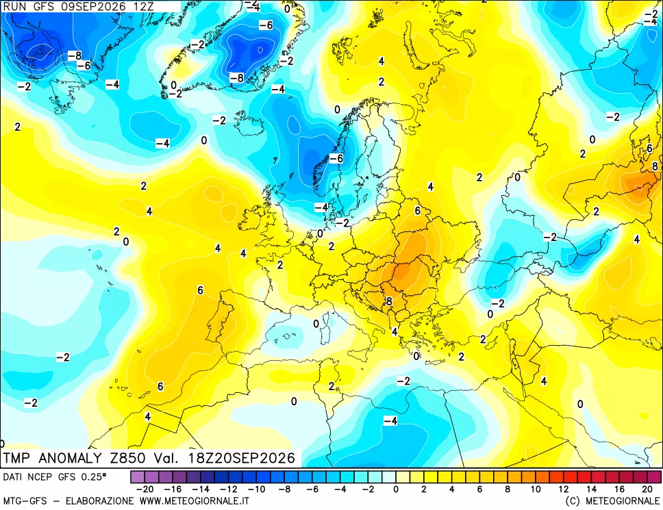 mappa 850 hPa Temp Anomaly vs Cli.No 1981-2010
