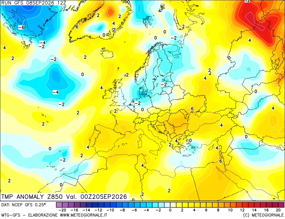mappa 850 hPa Temp Anomaly vs Cli.No 1981-2010