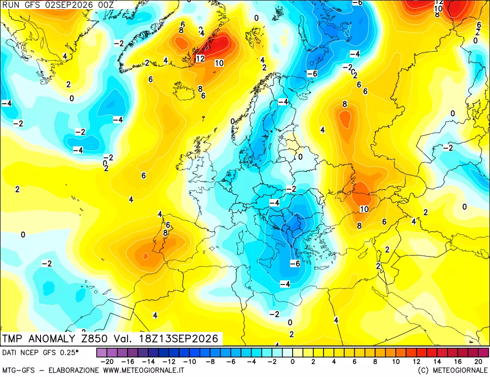 mappa 850 hPa Temp Anomaly vs Cli.No 1981-2010