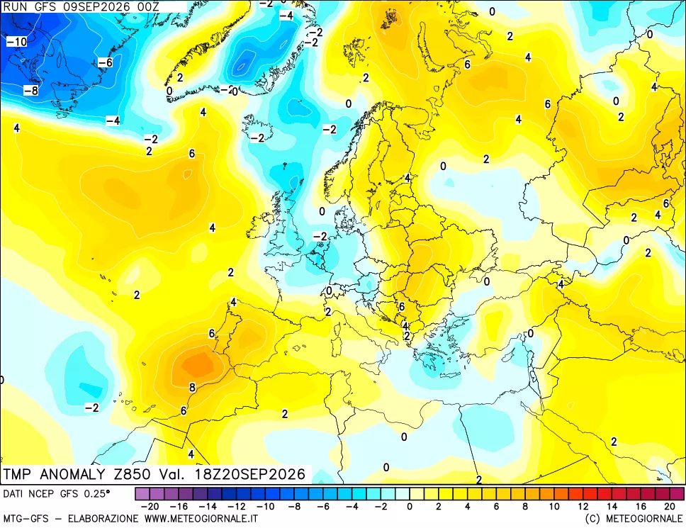 mappa 850 hPa Temp Anomaly vs Cli.No 1981-2010