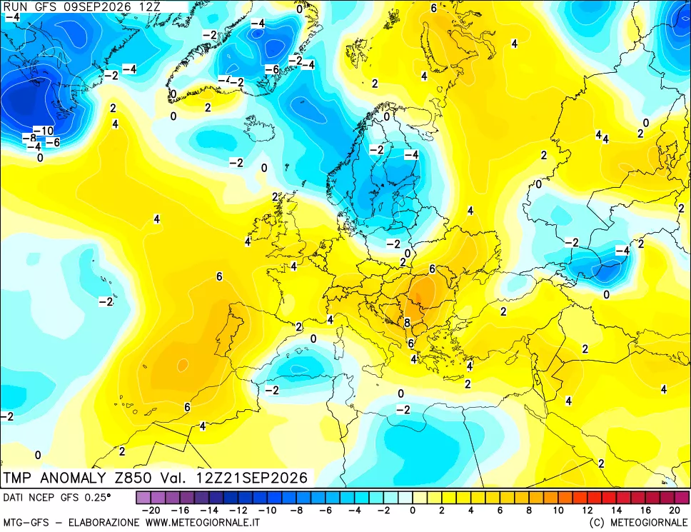 mappa 850 hPa Temp Anomaly vs Cli.No 1981-2010