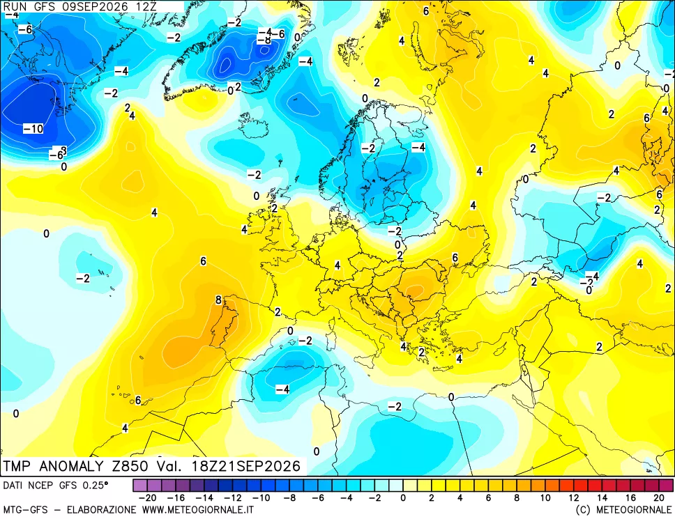 mappa 850 hPa Temp Anomaly vs Cli.No 1981-2010