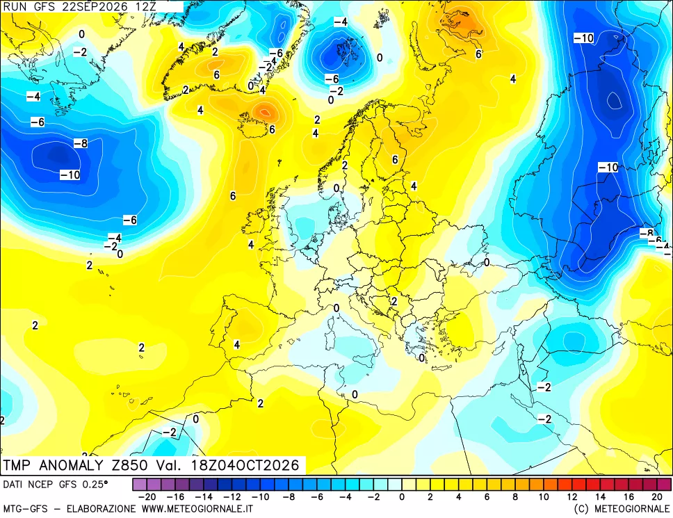 mappa 850 hPa Temp Anomaly vs Cli.No 1981-2010